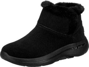 skechers women's go walk arch fit-cherish fashion boot, black/black, 7.5