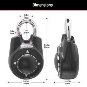 Master Lock Locker Lock 1500iD Set Your Own Directional Combination Padlock, 1 Pack, Black