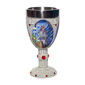 Enesco Disney Showcase Beauty and The Beast Stained Glass Scenes Decorative Chalice Goblet Cup, 1 Count (Pack of 1), Multicolor