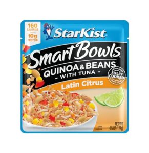 starkist smart bowls latin citrus, 4.5 oz pouch (pack of 12) – features quinoa & beans with wild caught tuna