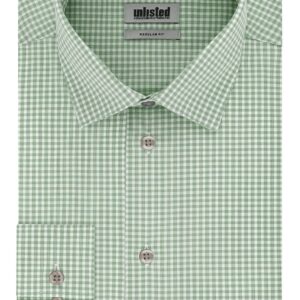 Unlisted by Kenneth Cole mens Regular Fit Checks and Stripes (Patterned) Dress Shirt, Ash Green, 17 -17.5 Neck 34 -35 Sleeve US