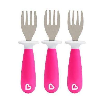 Munchkin Raise Toddler Fork Set, Pink 3 Piece Set