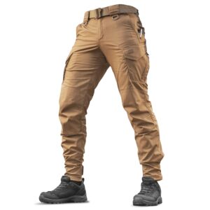 aggressor flex - tactical pants - men black cotton with cargo pockets (coyote brown, w34 / l36)