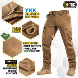 Aggressor Flex - Tactical Pants - Men Black Cotton with Cargo Pockets (Coyote Brown, W34 / L36)
