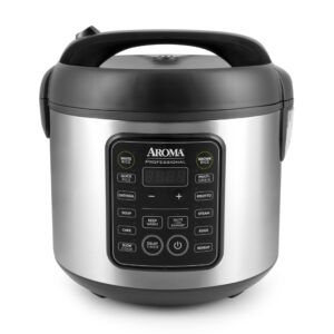 aroma housewares arc-5200sb 2o2o model rice & grain cooker, sauté, slow cook, steam, stew, oatmeal, risotto, soup, 20 cup 10 cup uncooked, stainless steel