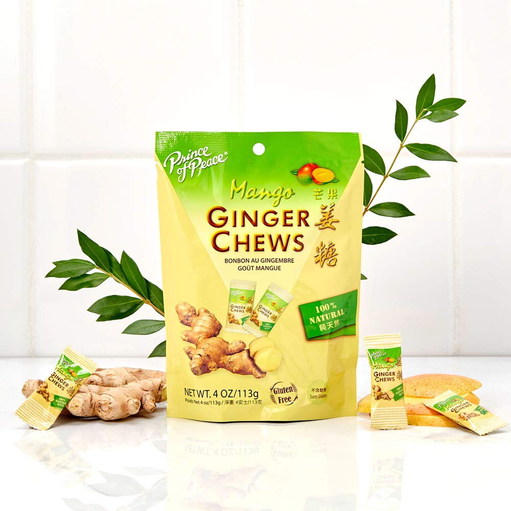 Prince of Peace Ginger Chews With Mango, 4 oz. – Candied Ginger – Mango Candy – Mango Ginger Chews – Natural Candy – Ginger Candy