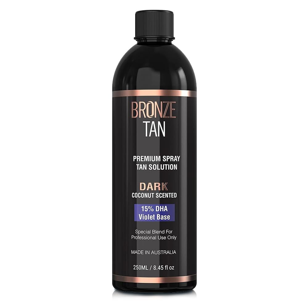 Bronze Tan Spray Tan Solution Professional Tanning Solution for Spray Tan Machine - Coconut Scented Sunless Tanning Solution Dark for Airbrush Tan (250ml / 8.45fl oz)