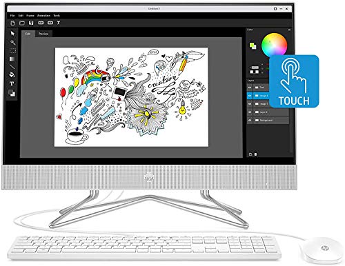 HP 24-inch All-in-One Touchscreen Desktop Computer, AMD Ryzen 5 4500U Processor, 12 GB RAM, 512 GB SSD, Windows 10 Home (24-dp0160, Silver)