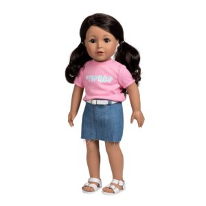 adora amazon exclusive amazing girls collection, 18” realistic doll with changeable outfit and movable soft body, birthday gift for kids and toddlers ages 6+ - erica
