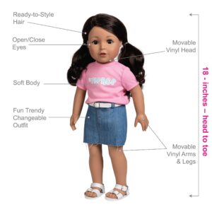 ADORA Amazon Exclusive Amazing Girls Collection, 18” Realistic Doll with Changeable Outfit and Movable Soft Body, Birthday Gift for Kids and Toddlers Ages 6+ - Erica