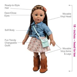 ADORA Amazon Exclusive Amazing Girls Collection, 18” Realistic Doll with Changeable Outfit and Movable Soft Body, Birthday Gift for Kids and Toddlers Ages 6+ - Cassidy