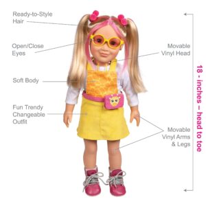 ADORA Amazon Exclusive Amazing Girl Dolls - 18” Realistic Doll in Soft Vinyl, Huggable Body and Dressed in a Chic, Changeable Outfit Birthday Gift for Ages 6+ - Lucy