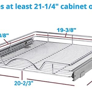 HOLD N' STORAGE Pull Out Cabinet Organizer, Heavy Duty-w/Lifetime Limited Warranty-20”Wx21”D- Requires At Least a 21-1/4” Cabinet Opening, Steel Metal Cabinet Drawers Slide Out, Chrome Finish