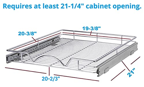 HOLD N' STORAGE Pull Out Cabinet Organizer, Heavy Duty-w/Lifetime Limited Warranty-20”Wx21”D- Requires At Least a 21-1/4” Cabinet Opening, Steel Metal Cabinet Drawers Slide Out, Chrome Finish