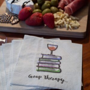 30 Pk, Group Therapy" Cocktail 3-Ply Paper Party Napkins for Book Club, Wine Night, Womens Group, Galentine's Day or Girls Night