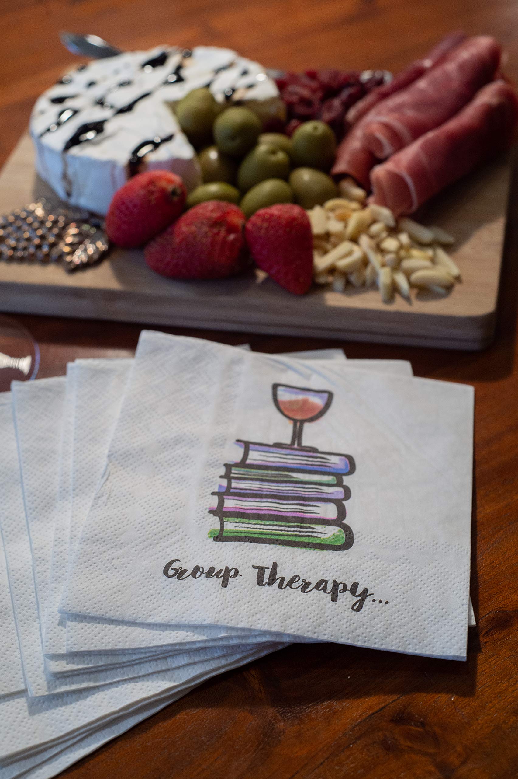 30 Pk, Group Therapy" Cocktail 3-Ply Paper Party Napkins for Book Club, Wine Night, Womens Group, Galentine's Day or Girls Night