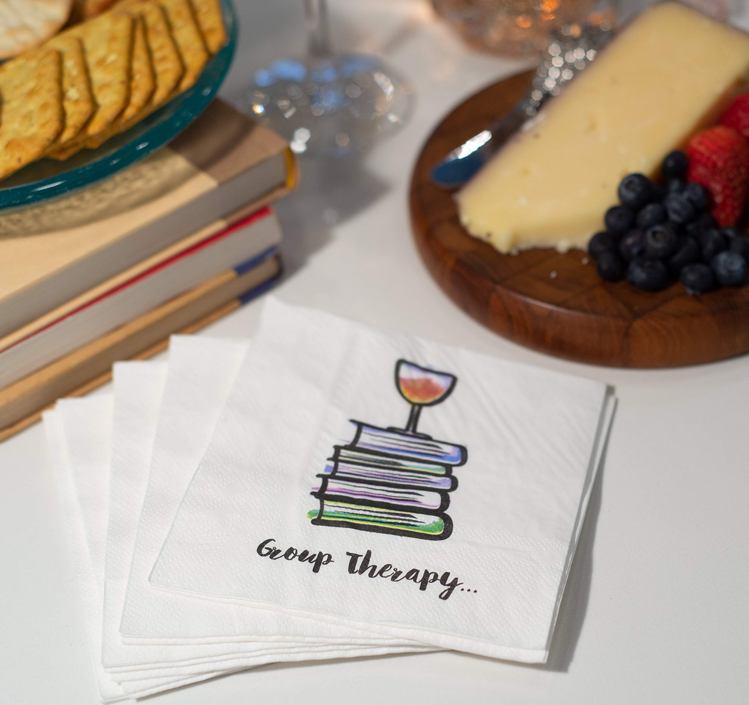 30 Pk, Group Therapy" Cocktail 3-Ply Paper Party Napkins for Book Club, Wine Night, Womens Group, Galentine's Day or Girls Night