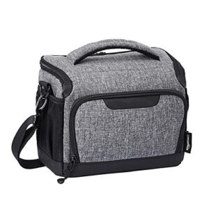 amazon basics compact camera shoulder bag for slr/dslr with waterproof rain cover - 10 x 9 x 4 inches, gray, solid