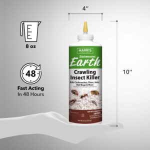 Harris Diatomaceous Earth Crawling Insect Killer, 8oz for Roaches, Fleas, Ants, Bed Bugs, and More…