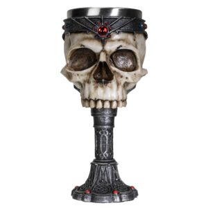 summit collection crowned gothic ossuary skull wine goblet removable stainless steel insert stemware sacrificial ceremonial skull wine chalice goblet 7 fl oz drinkware halloween decor