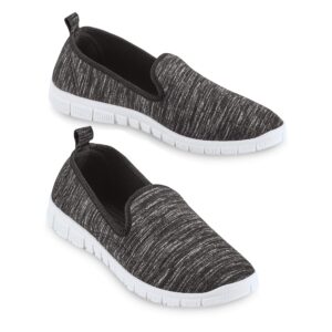 collections etc slip on lightweight memory foam sole sneakers, wide width black