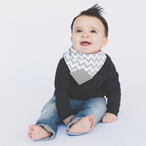 BooginHead Cotton Baby Drool Bibs, Teething Bib and Pacifier Holder Bib, Gray Chevron