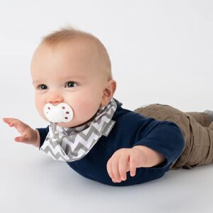 BooginHead Cotton Baby Drool Bibs, Teething Bib and Pacifier Holder Bib, Gray Chevron