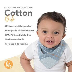 BooginHead Cotton Baby Drool Bibs, Teething Bib and Pacifier Holder Bib, Gray Chevron