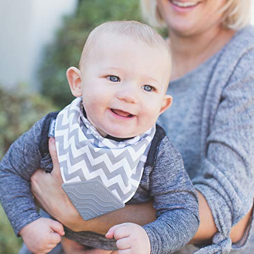 BooginHead Cotton Baby Drool Bibs, Teething Bib and Pacifier Holder Bib, Gray Chevron