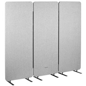 vivo freestanding 72 x 66 inch privacy panel, cubicle divider, acoustic wall partition, x3 24 inch panels, gray, pp-3-t072g