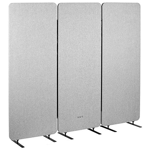 VIVO Freestanding 72 x 66 inch Privacy Panel, Cubicle Divider, Acoustic Wall Partition, x3 24 inch Panels, Gray, PP-3-T072G