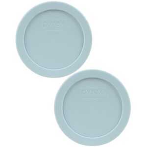 pyrex bundle - 2 items: 7200-pc 2-cup muddy aqua plastic food storage lids made in the usa