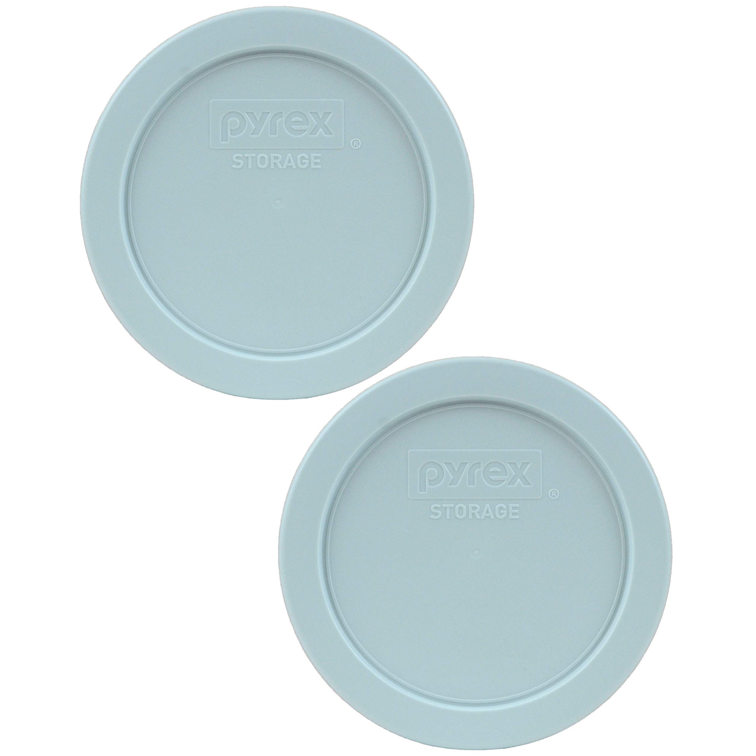 Pyrex Bundle - 2 Items: 7200-PC 2-Cup Muddy Aqua Plastic Food Storage Lids Made in the USA