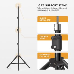 Julius Studio 10 x 10 ft. Triple Crossbar Backdrop Stand Double Photo Background Support, New Metal Cap Design, Upgraded Sturdy Structure, Spring Clamps, Sand Bags, JSAG596