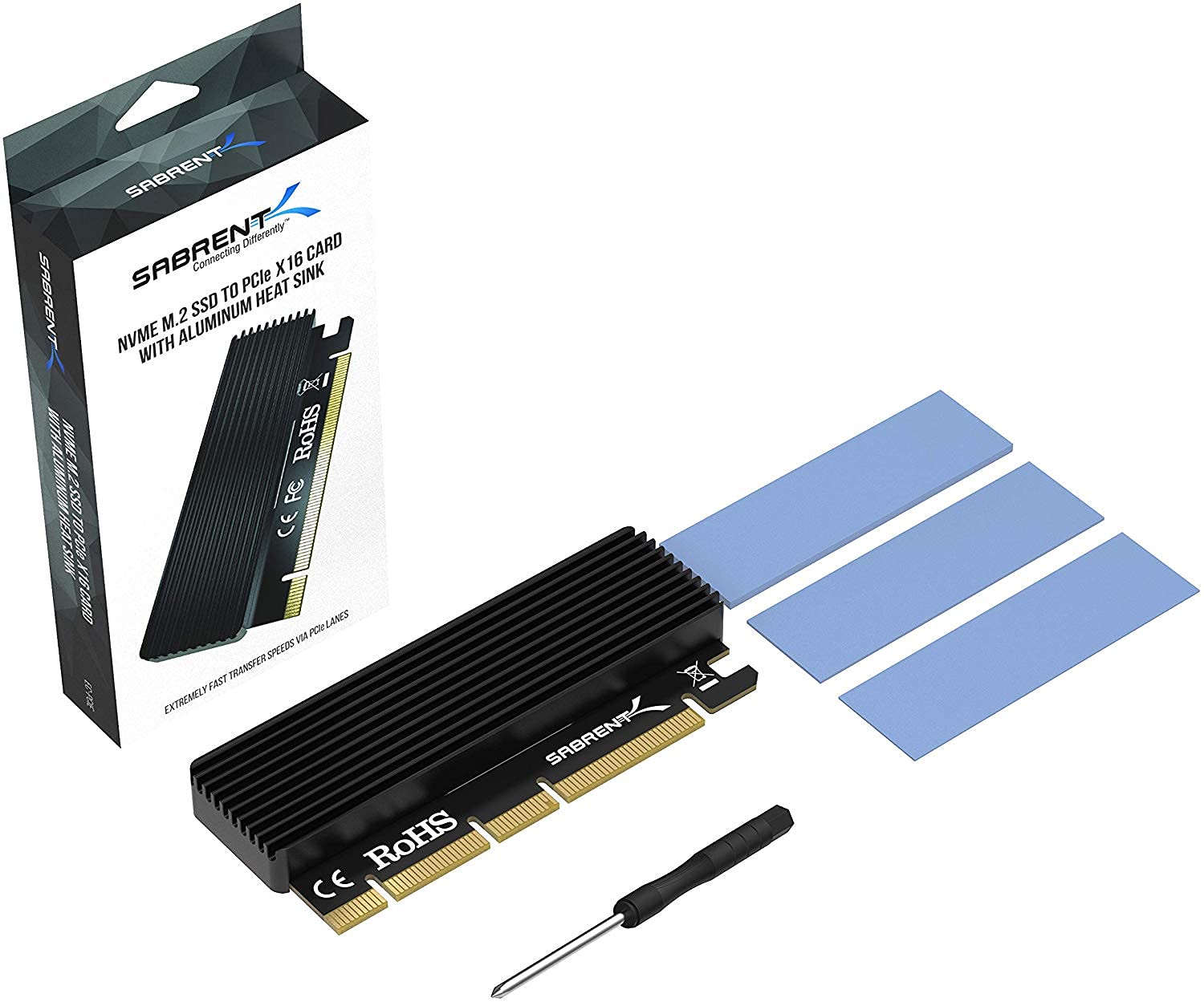 SABRENT NVMe M.2 SSD to PCIe X16/X8/X4 Card with Aluminum Heat Sink (EC-PCIE)