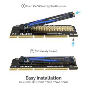 SABRENT NVMe M.2 SSD to PCIe X16/X8/X4 Card with Aluminum Heat Sink (EC-PCIE)