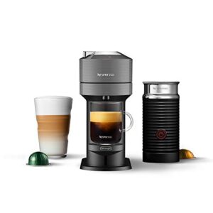 nespresso vertuo next coffee and espresso machine by de'longhi with milk frother, 8 ounces, dark grey