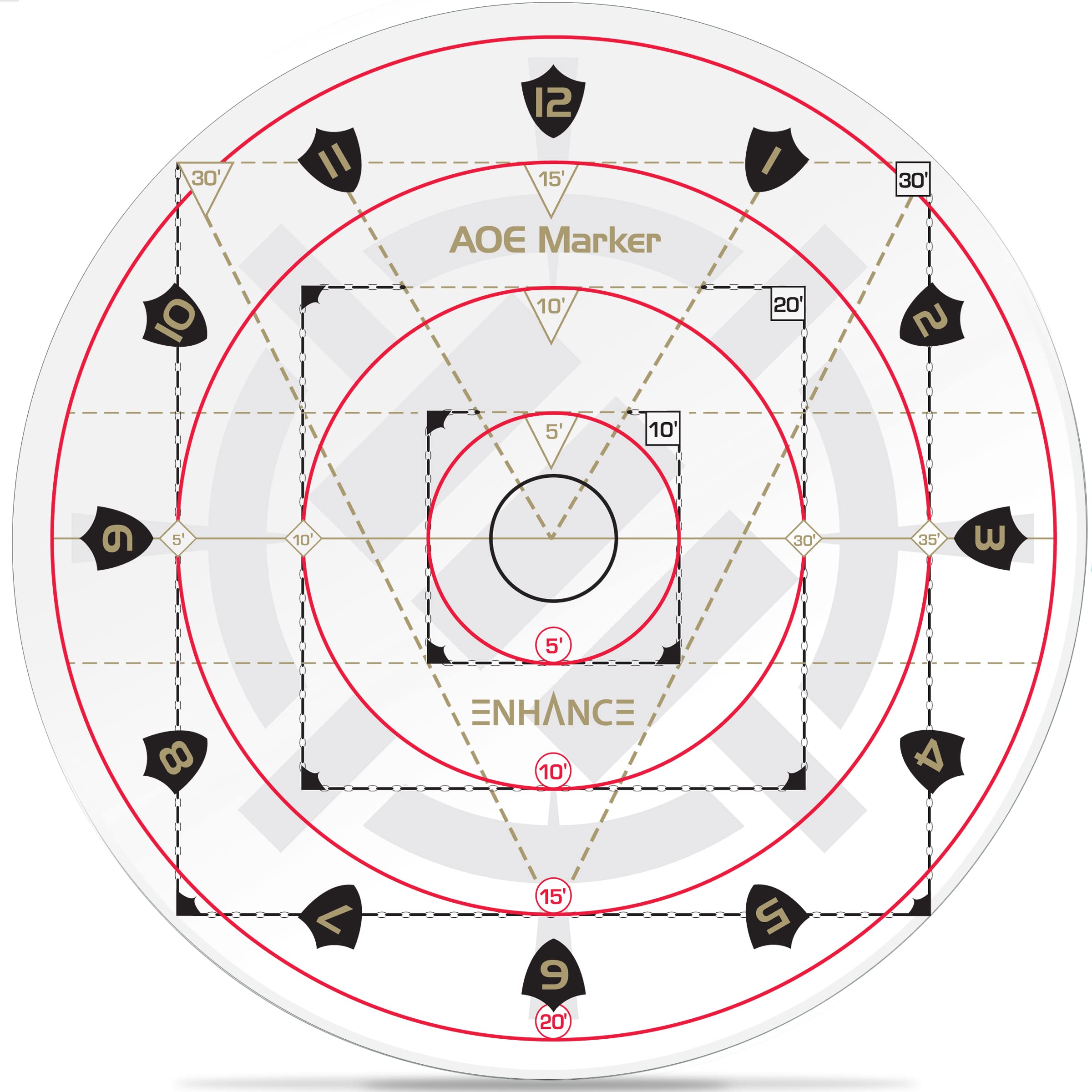 ENHANCE 30ft Spell AOE Damage Template - DND Area of Effect Marker for 1" Battle Grid Mat or Grid-Less Terrain - Upgraded Measure Tool Quickly Determines Spell Effects - Perfect for Tabletop RPG DMS