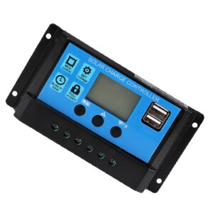 Solar Charge Controller, 60A/50A/40A/30A/20A/10A 12V 24V Auto Solar Charge Controller PWM Controller Dual USB Port PWM Solar Battery PWM LCD Display( 60A) Regler Solar 20 Amp