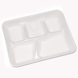 pactiv foam 5-section meal trays, 8-1/4 inch x 10-1/2 inch - 500 trays/carton (1 carton)