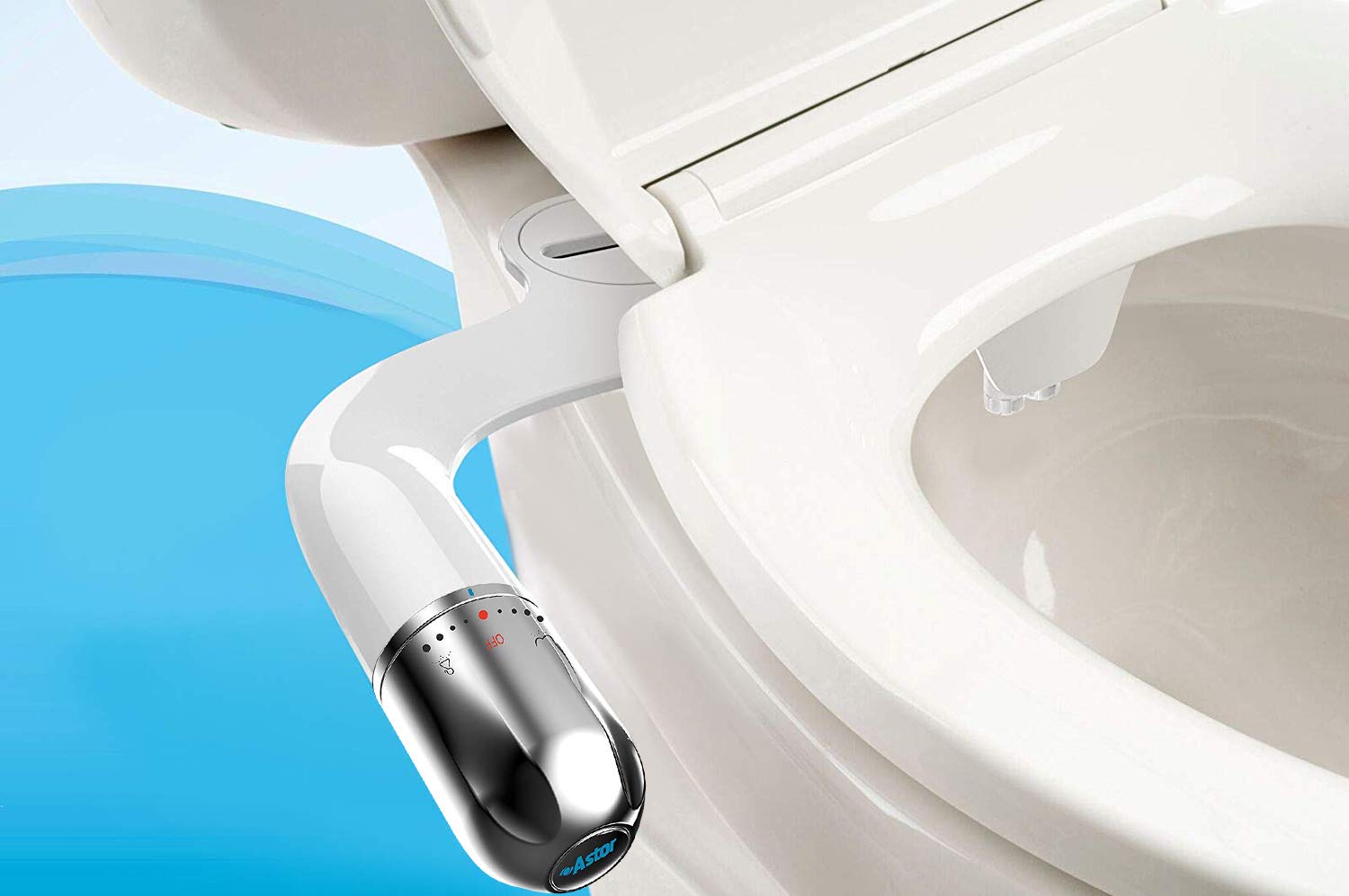 Astor Brand Easy-Handle Bidet Toilet Attachment Non-Electric with Dual Nozzles (Front/Back Cleaning), Adjustable Water Pressure & Flow Rate