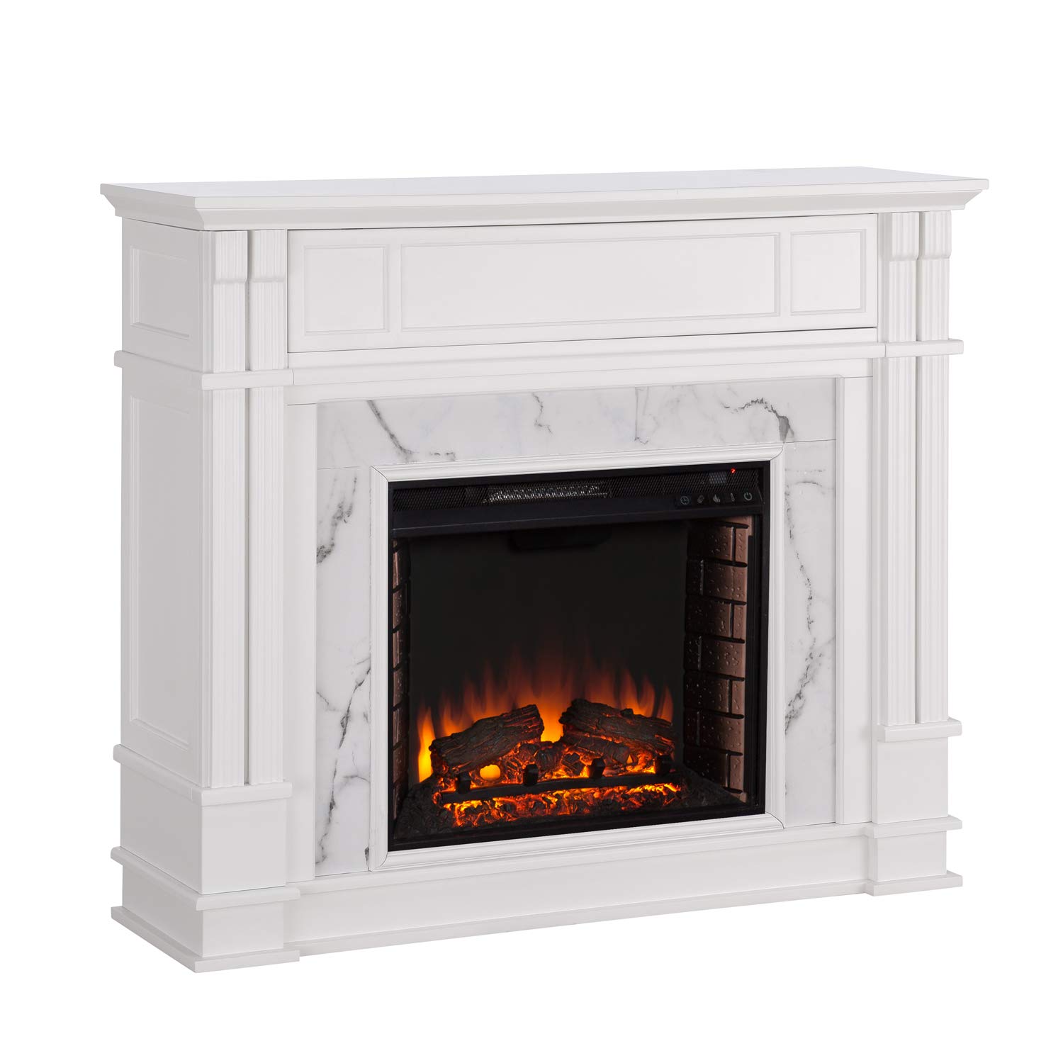 Highgate Faux Cararra Marble Electric Media Fireplace