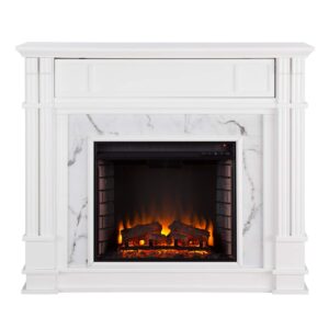 Highgate Faux Cararra Marble Electric Media Fireplace