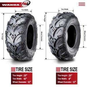 Full Set 25X8X12 25X10X12 8PR Mud Sling ATV tires fit for 14-20 Honda PIONEER 700