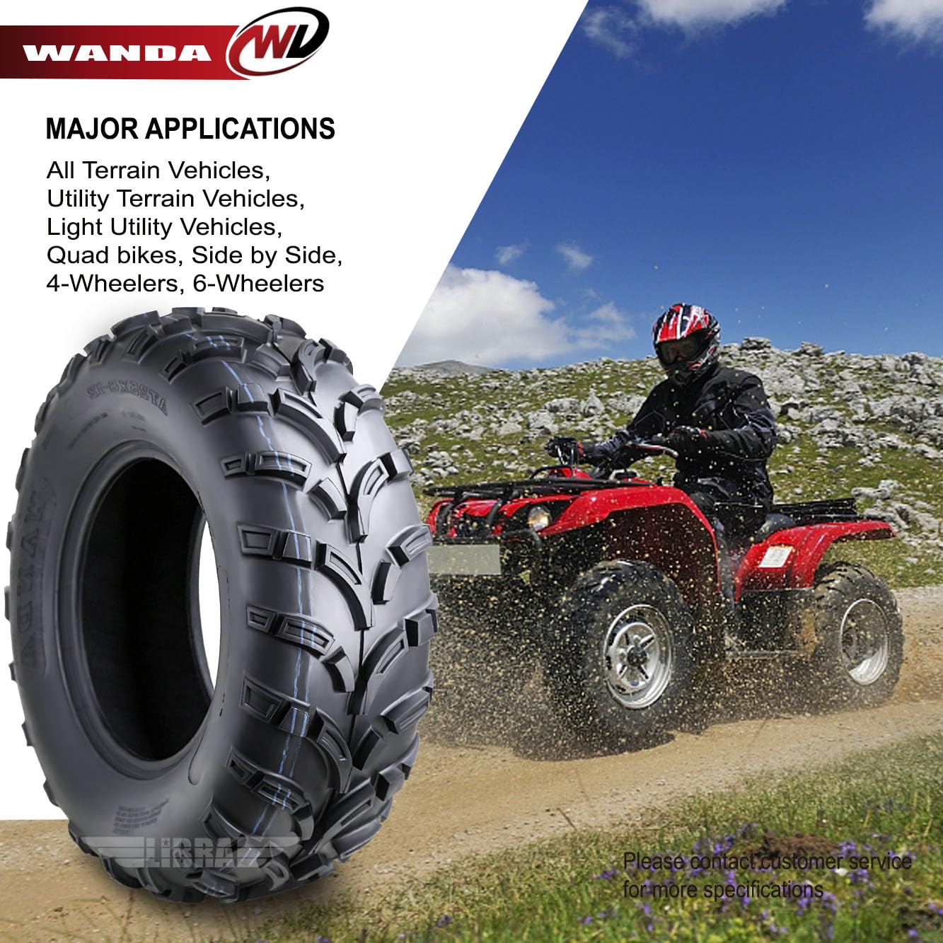 16-20 Polaris RANGER 500 570 ATV Tire Set WANDA 25x8-12 25x10-12 lite Mud