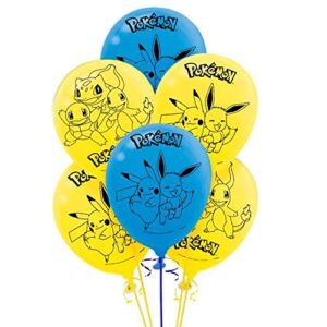 pokemon™ party multicolor latex balloons - 12" (6 pc) - perfect for celebrations, birthdays & themed events