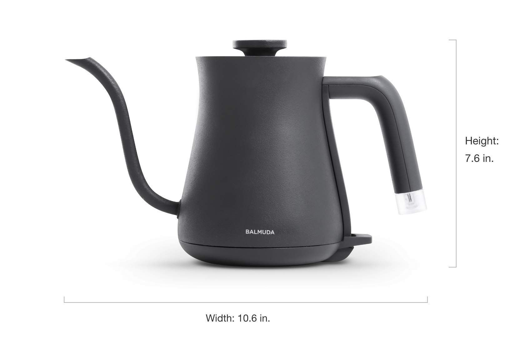 BALMUDA The Kettle | Electric Lightweight Gooseneck Kettle | Stainless Steel | 0.6L (20fl oz) Capacity | Neon Light Indicator | Perfect for Tea and Coffee | K02H-BK | Black | US Version