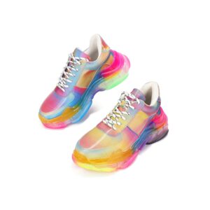 cape robbin womens lace up sneaker,rainbow,10