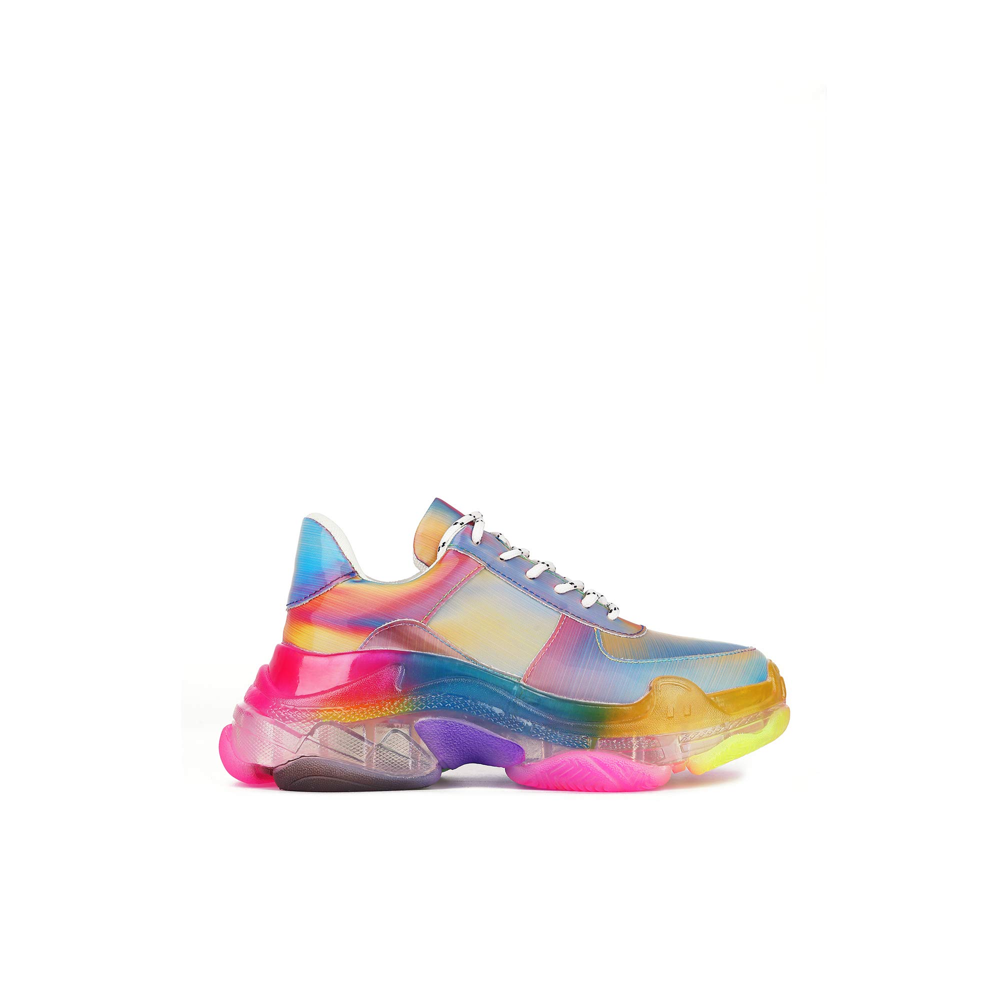 Cape Robbin Womens Lace Up Sneaker,Rainbow,10