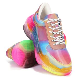 Cape Robbin Womens Lace Up Sneaker,Rainbow,10